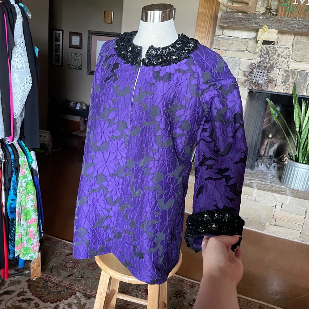 Frascara Flower Detail Sequin Blazer